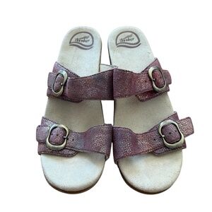 DANSKO Sophie Sandals Pink Metallic Iridescent Leather Clogs EUR 39